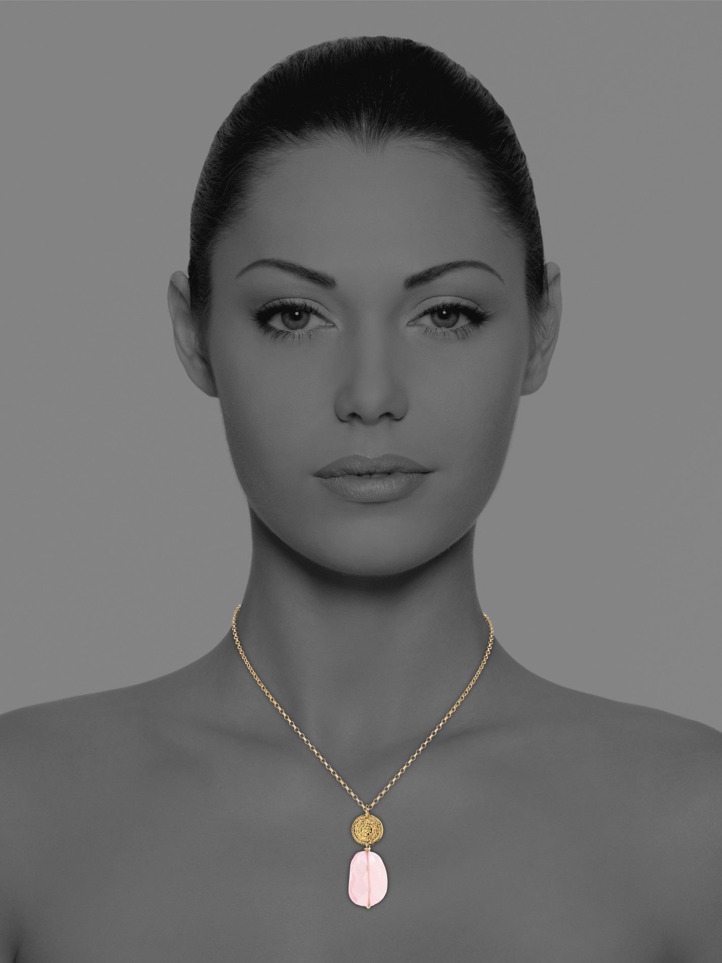 Hope necklace silver vermeil faceted rose qurtaz 82434G 2