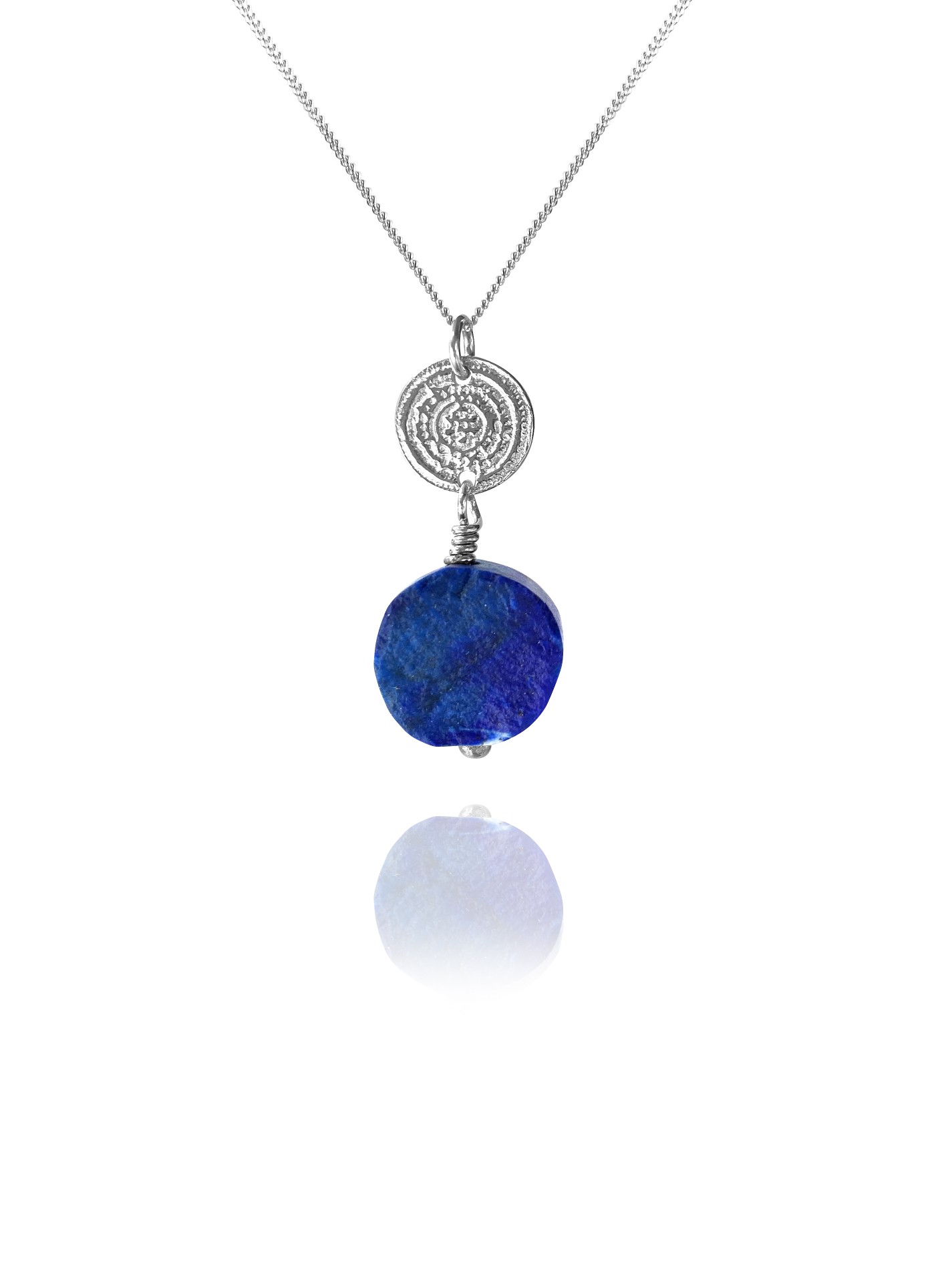 Hope pendent silver round rough lapis 85426 1