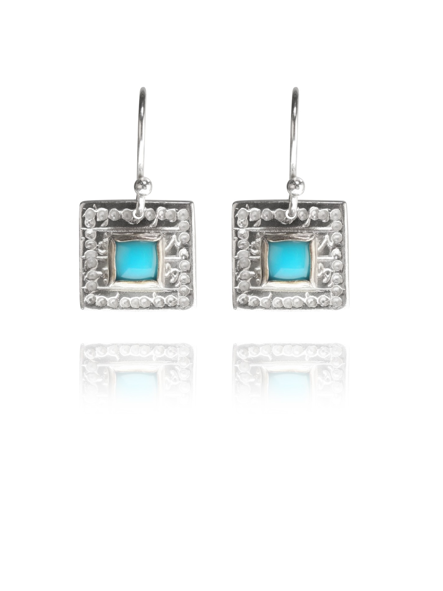 Journey Square earrings silver turquoise ST