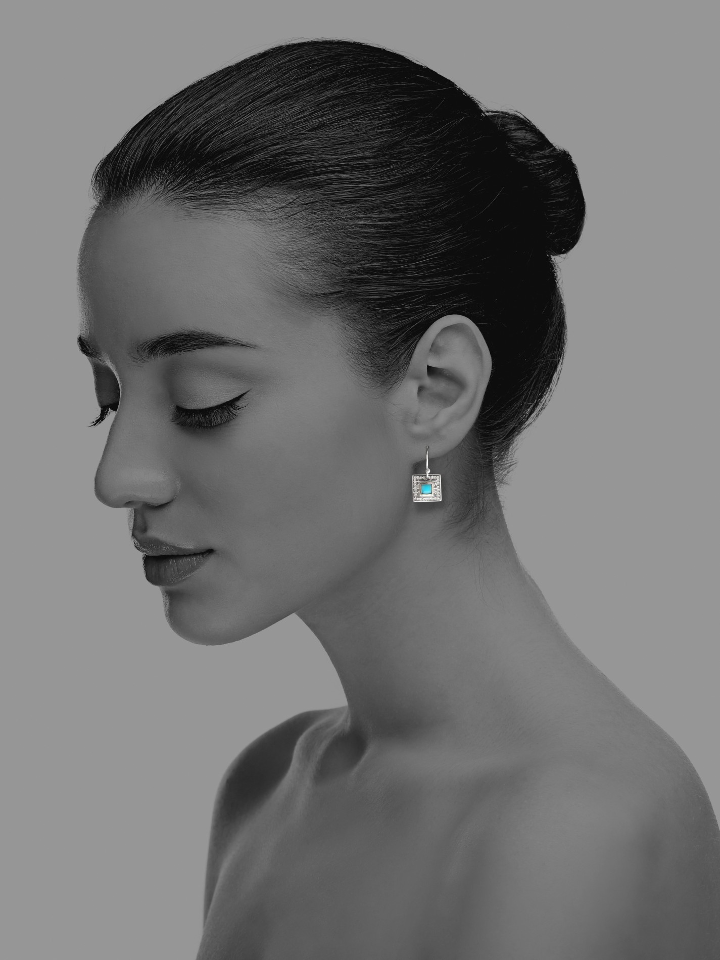 Journey Square earrings silver turquoise ST