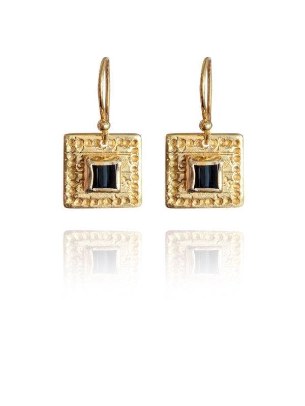 Journey Square onyx vermeil earrings