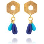 Mosaic Balance earrings silver vermeil turquoise lapis