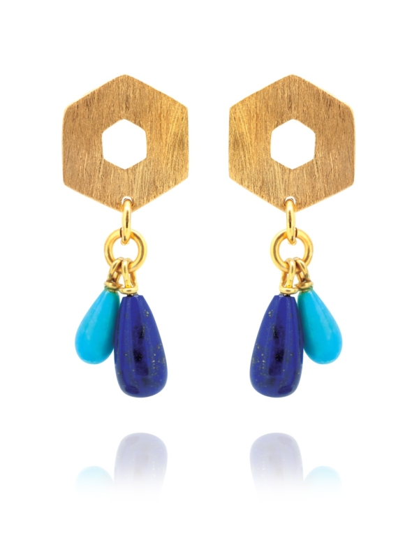 Mosaic Balance vermeil lapis turquoise earrings