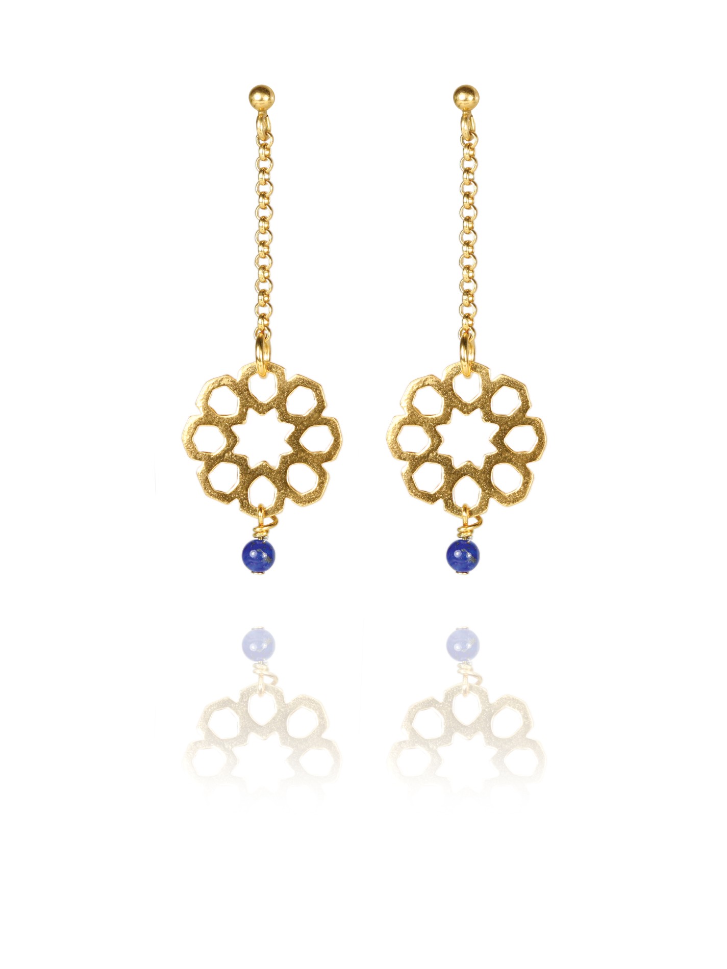 Mosaic Star earrings silver vermeil lapis G