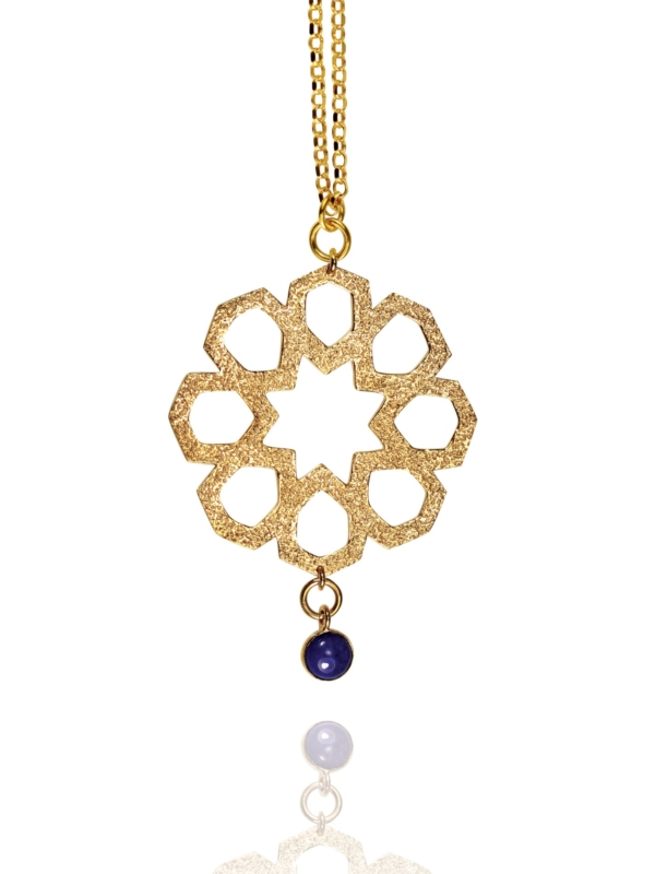 Mosaic Star vermeil lapis pendant