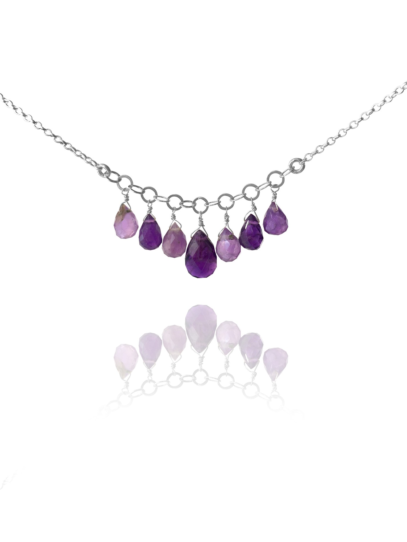 Stars Amethyst droplet necklace 84102 1