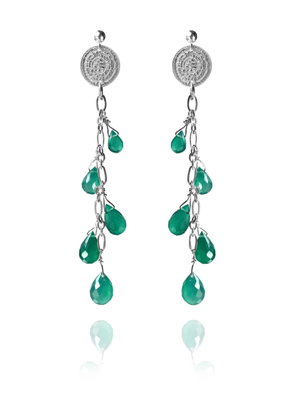 Stars Drop green agate earrings