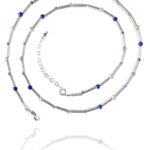 Stars necklace silver faceted aquamarine turquoise lapis hematite pearl 84231 1