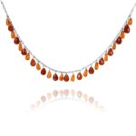 Stars necklace silver faceted carnelian 84103 1