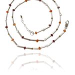 Stars necklace silver faceted carnelian garnet pyrite pearl 84233 1