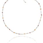 Stars necklace silver faceted carnelian garnet pyrite pearl 84233 2