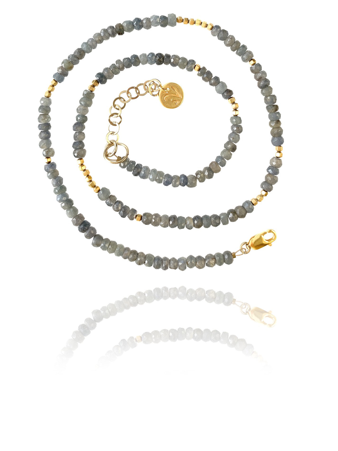 Stars necklace silver vermeil faceted grey sapphire 84105 1