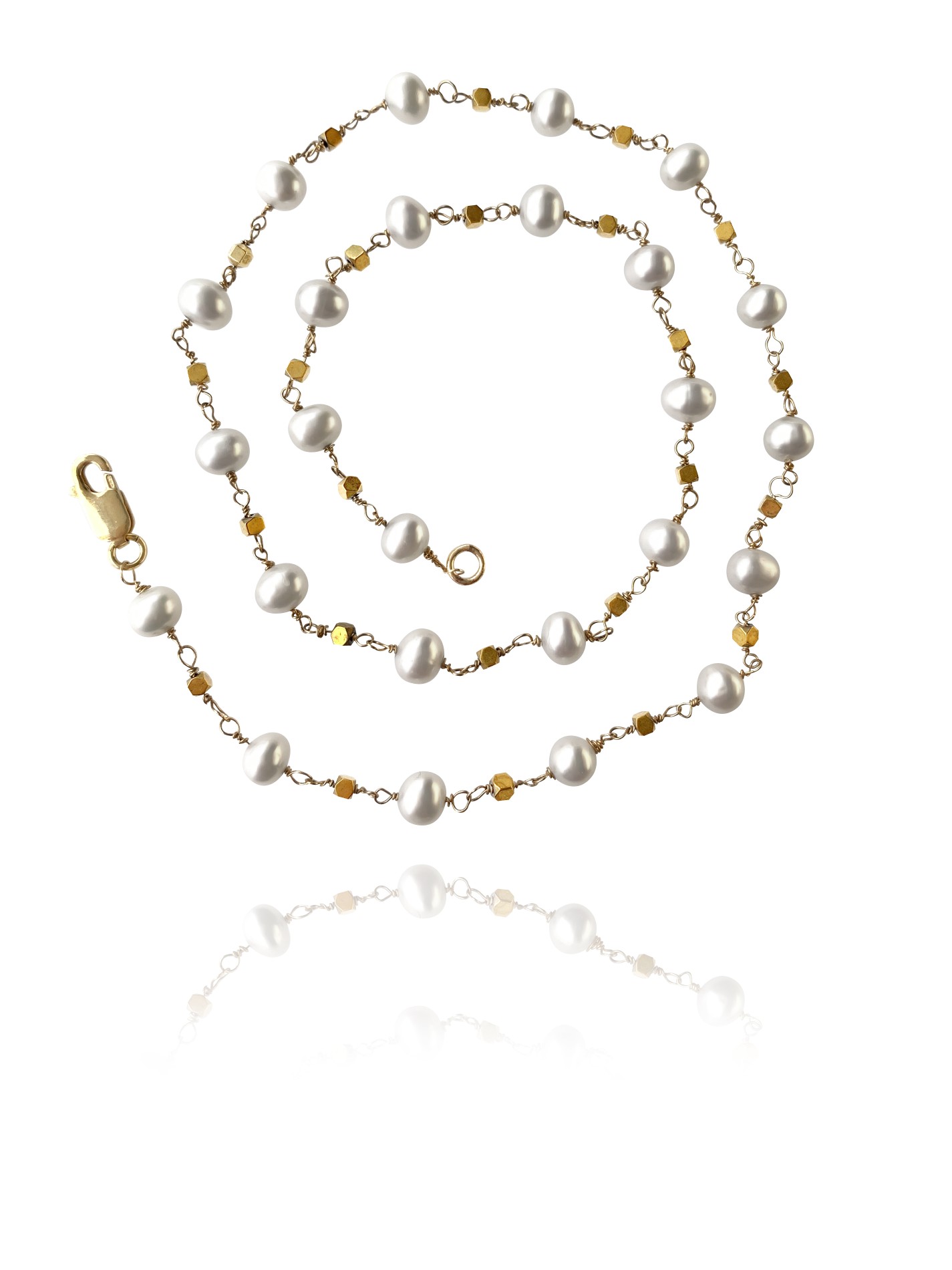 Stars pearl pyrite necklace 84101 1