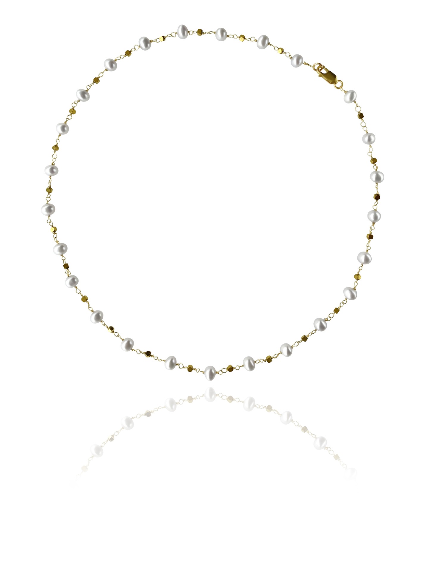 Stars pearl pyrite necklace 84101 2