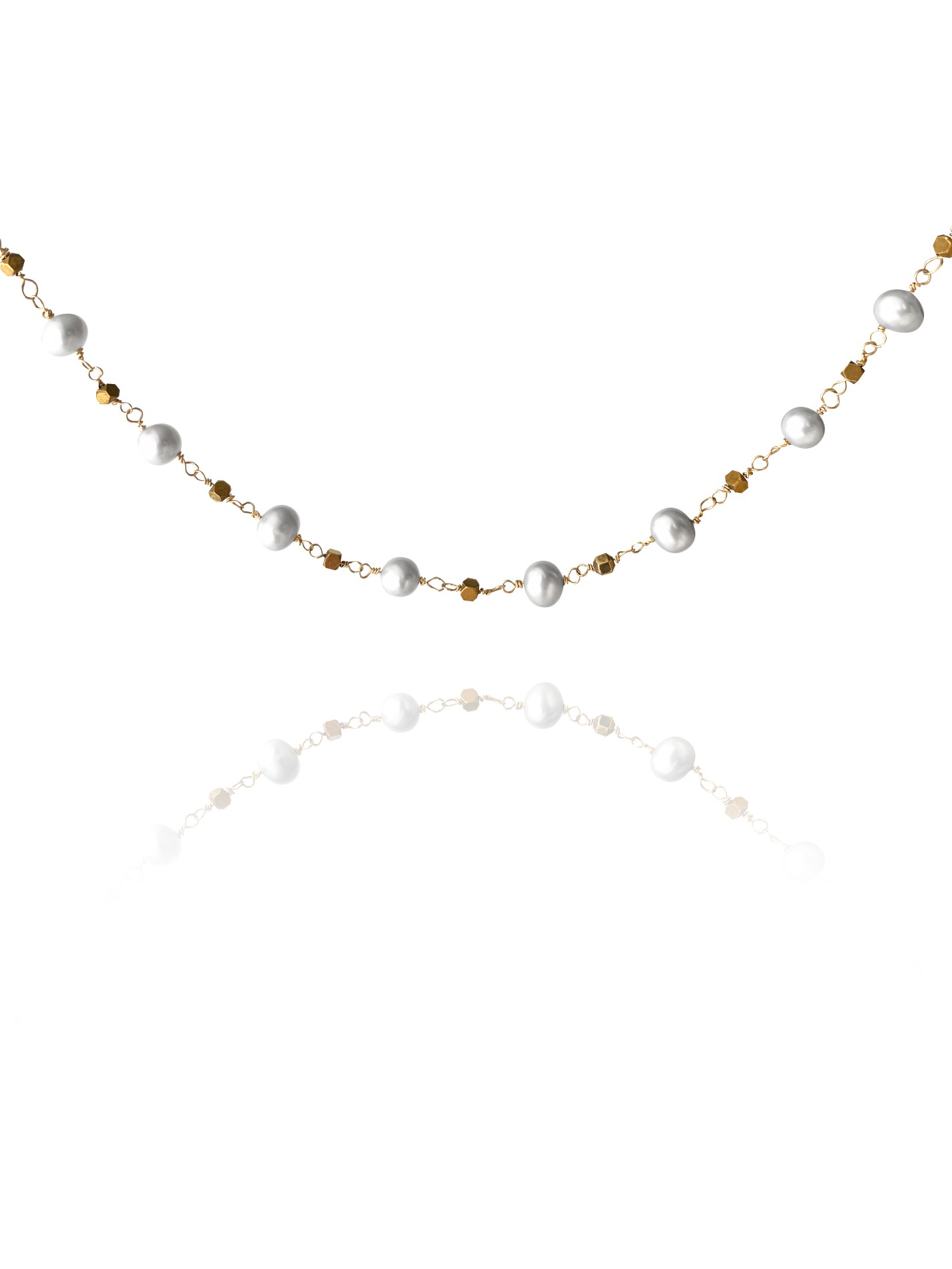 Stars pearl pyrite necklace 84101 3