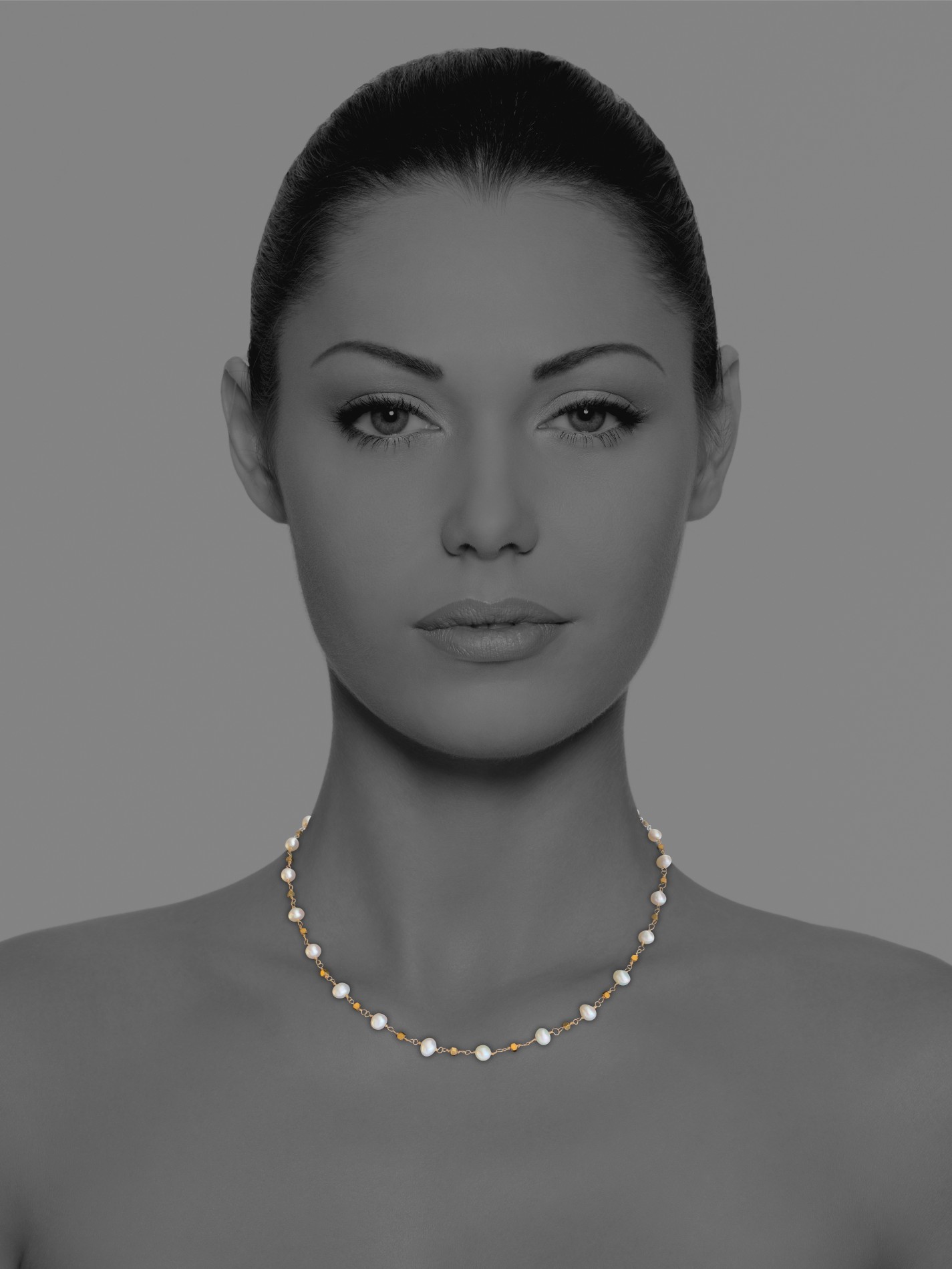 Stars pearl pyrite necklace 84101 4