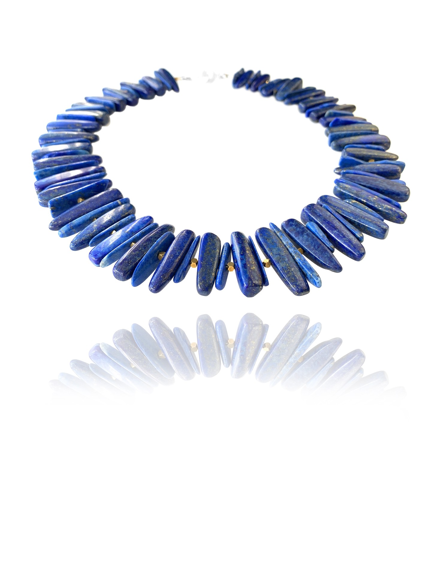 Unique Fruit necklace silver pyrite lapis