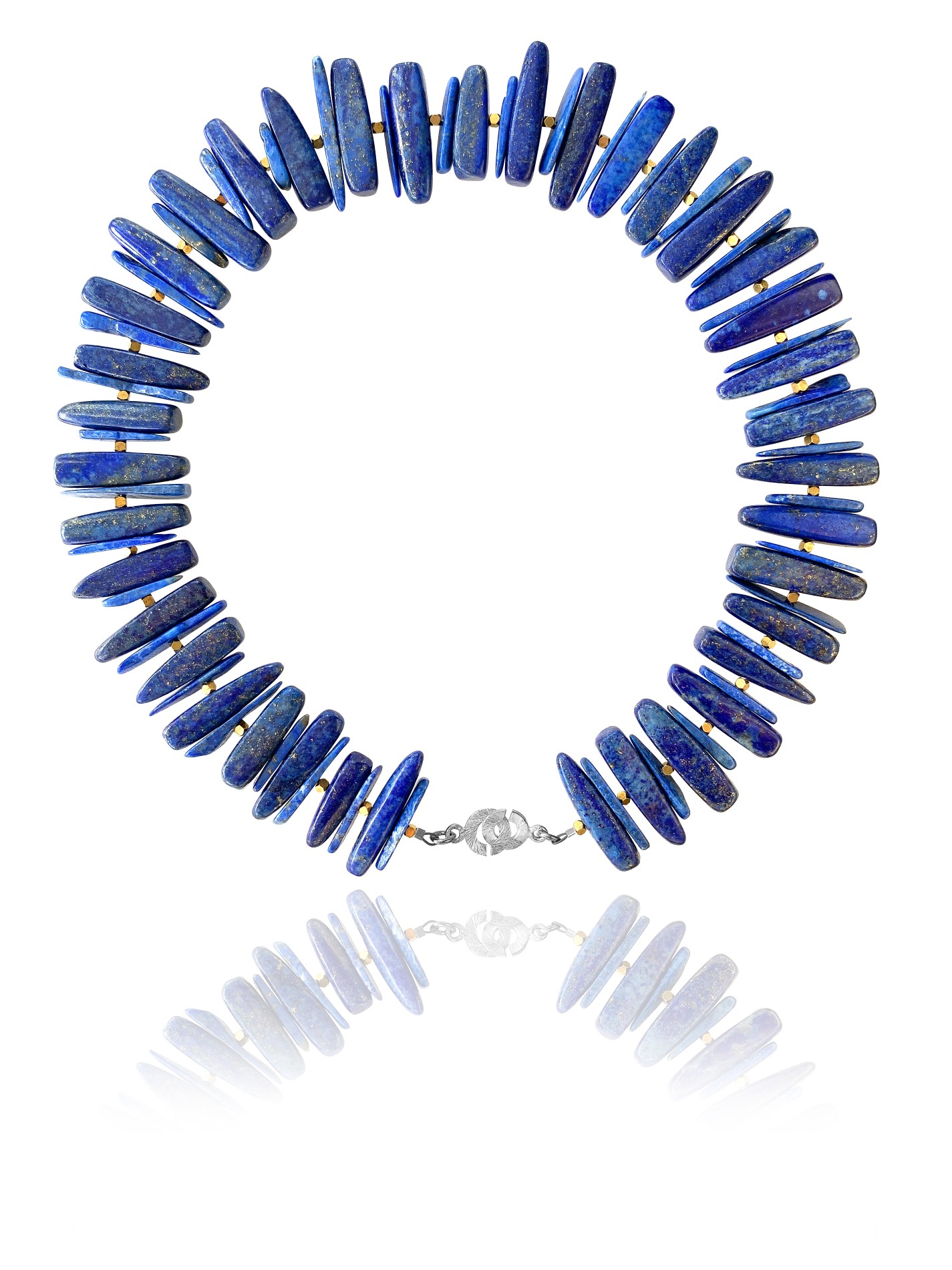 Unique Fruit necklace silver pyrite lapis