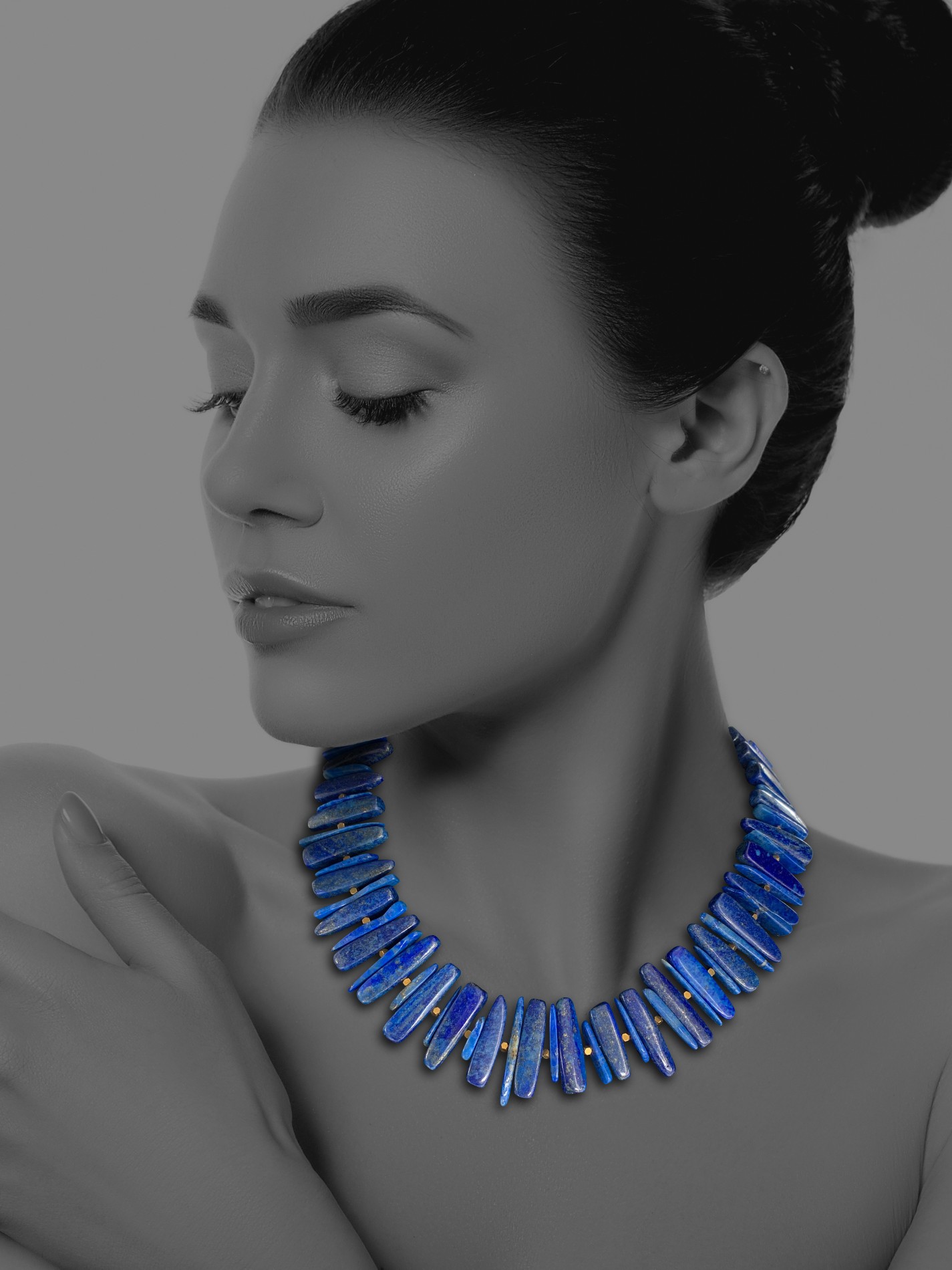 Unique Fruit necklace silver pyrite lapis