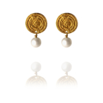 Coin Only earrings pearl silver vermeil