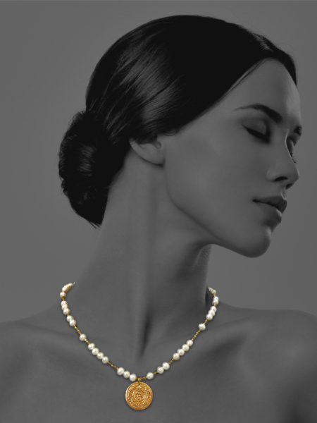 Coins Vermeil and Pearls necklace