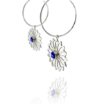 Alina Garden Flower silver lapis hoop earrings
