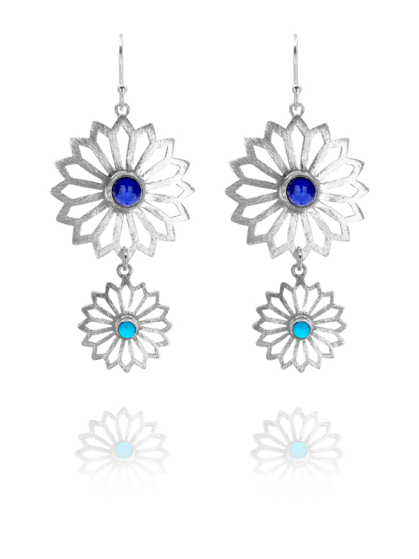 Alina Garden Flowers lapis and turquoise earrings