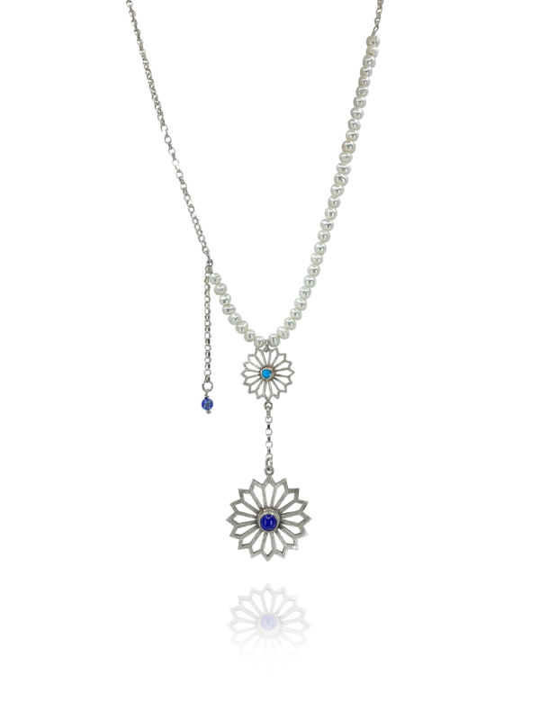 Alina Garden Flowers pearls, lapis and turquoise necklace
