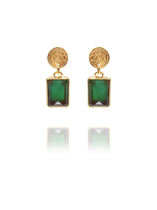 Coins Amalia vermeil green onyx earrings G