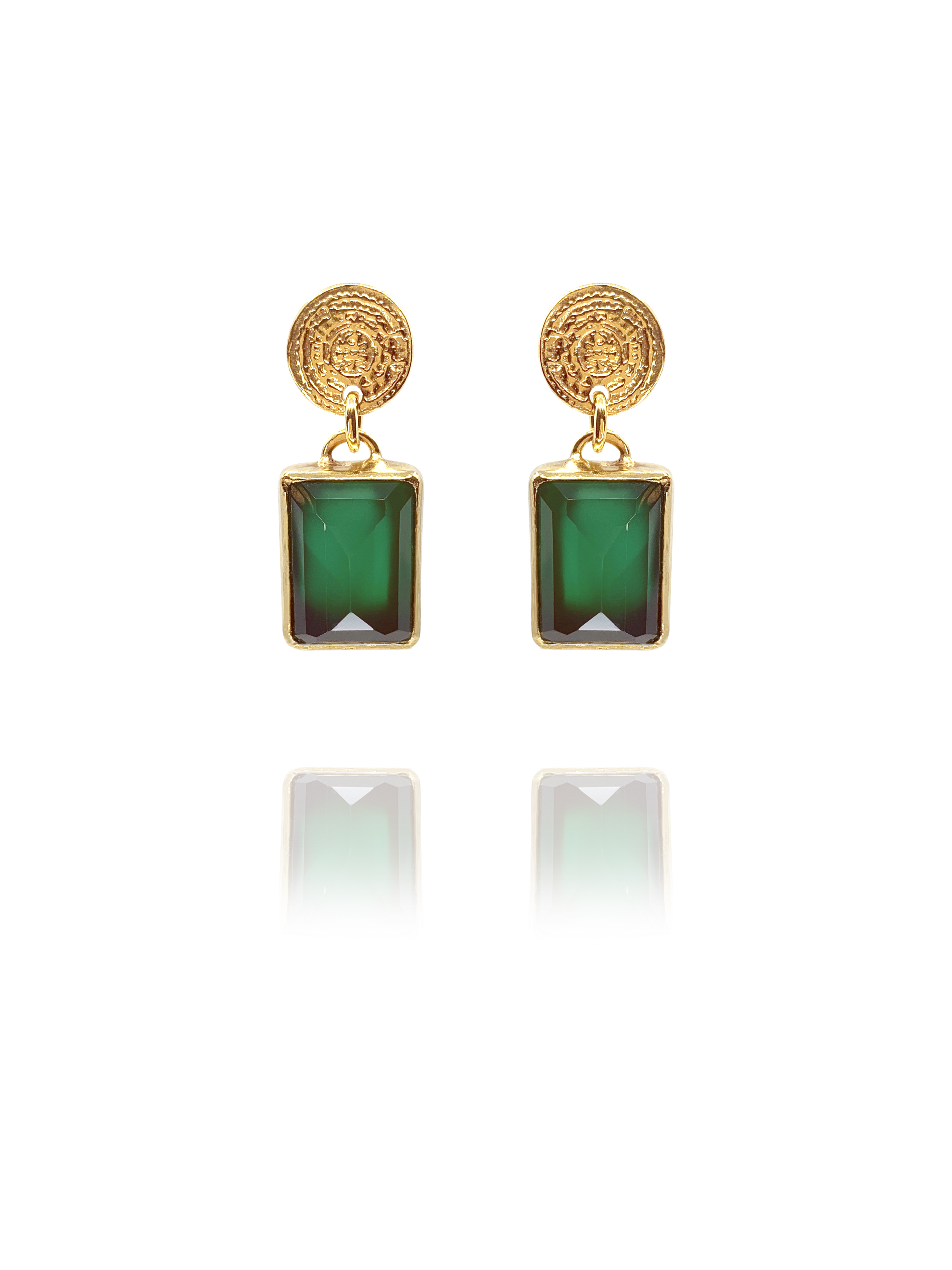 Coins Amalia vermeil green onyx earrings G