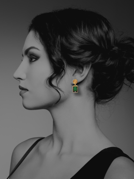 Coins Amalia vermeil green onyx earrings