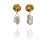 assyrian flower vermeil pearl earrings G
