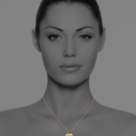 Assyrian Flower lapis pendant L