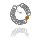 Coin chain bracelet silver vermeil