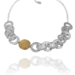 Coin chain necklace silver vermeil