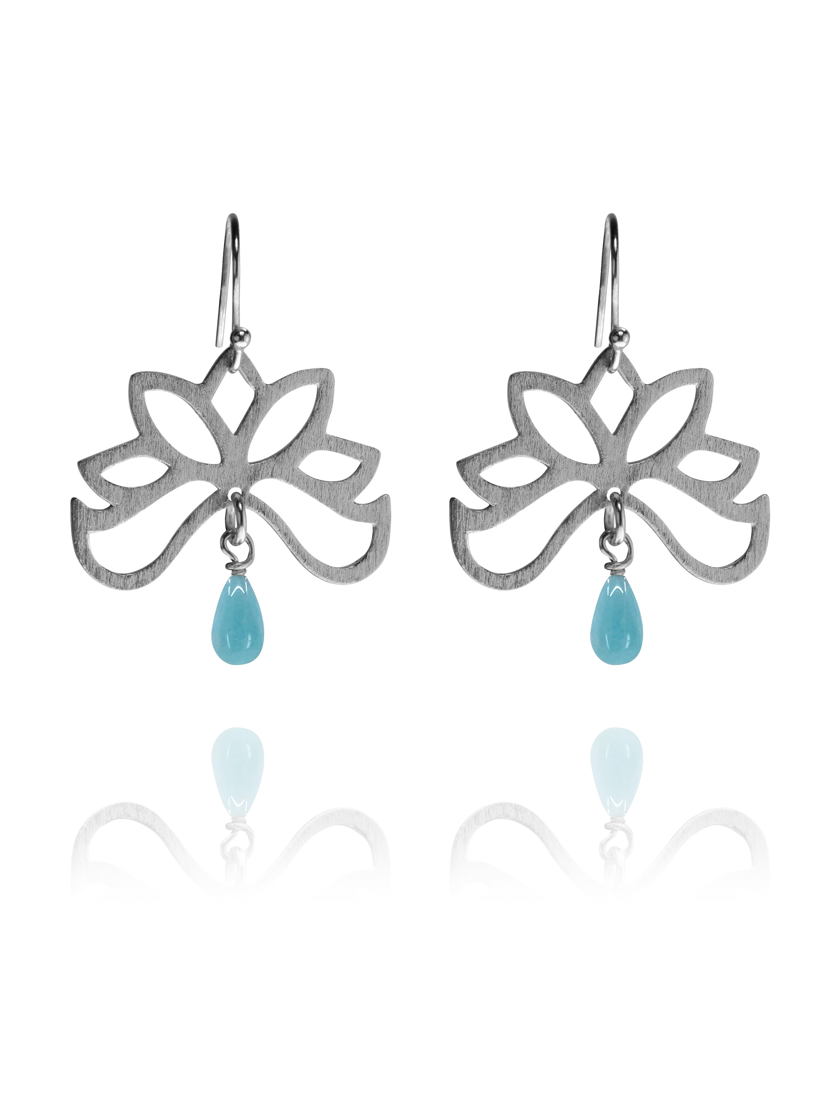 Half Bloom amazonite silver earrings A