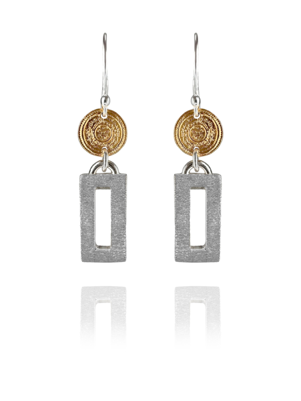 Coin Oblong vermeil earrings