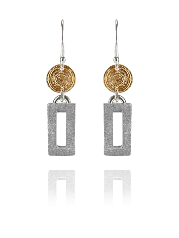 Coin Oblong vermeil earrings