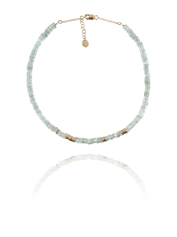 Star necklace vermeil silver faceted aquamarine
