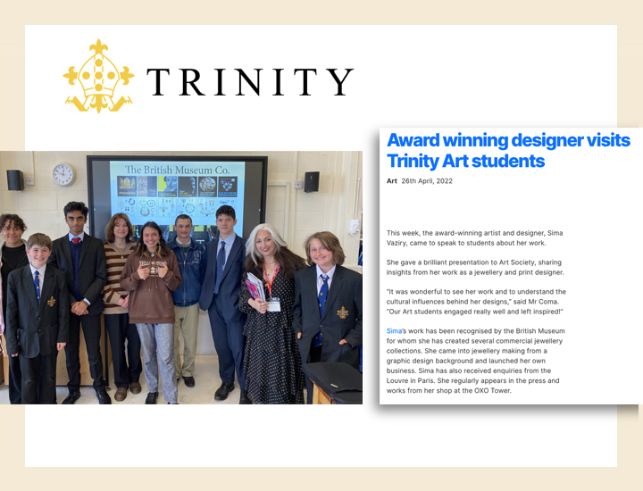 Sima talked to Trinity School Art students about her work