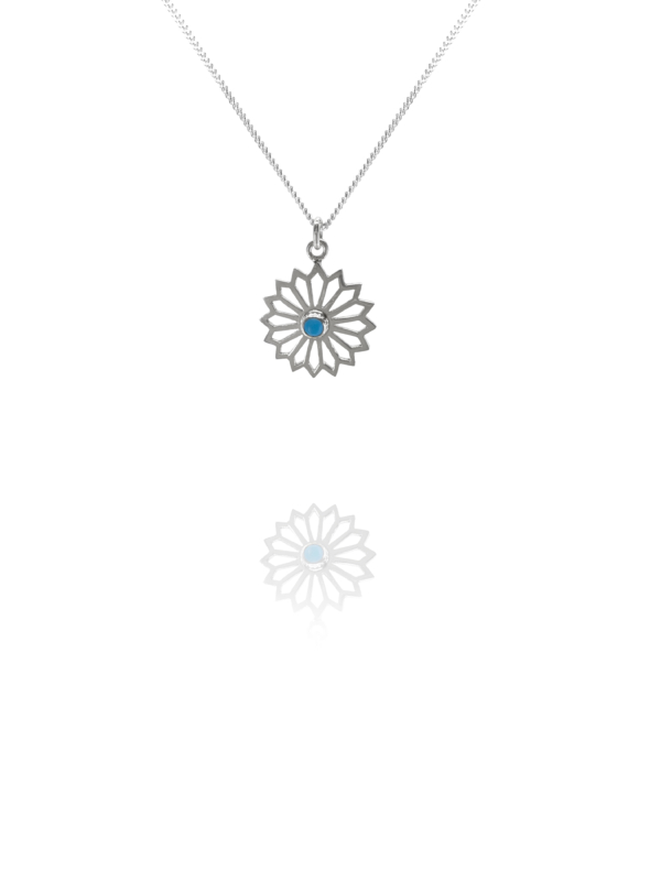 alina flower necklace silver turquoise