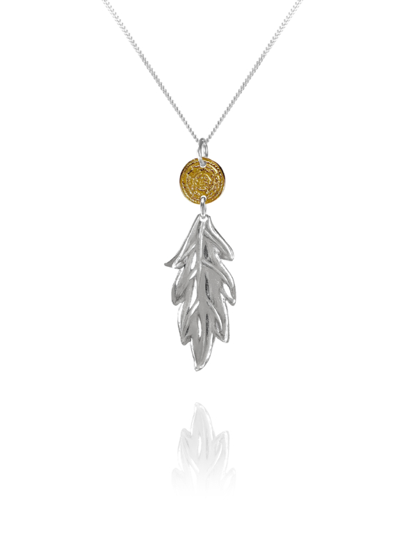 coin leaf pendent silver vermeil