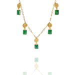 coins amalia grand necklace vermeil green onyx G