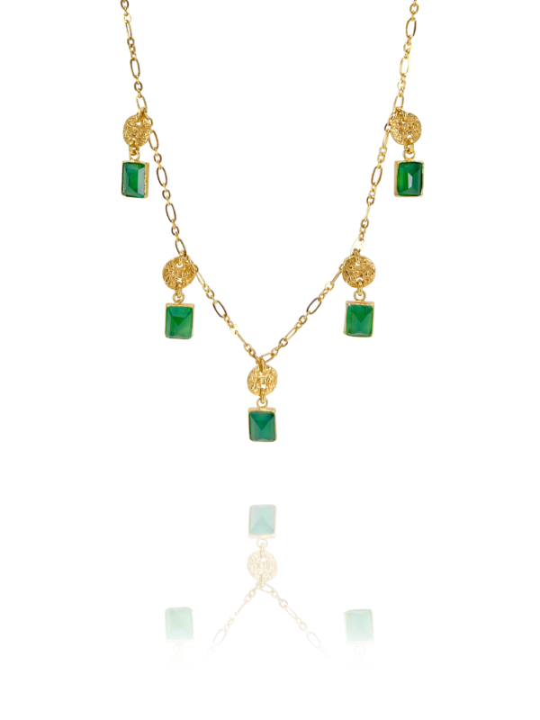 Coins Amalia vermeil green onyx grand necklace