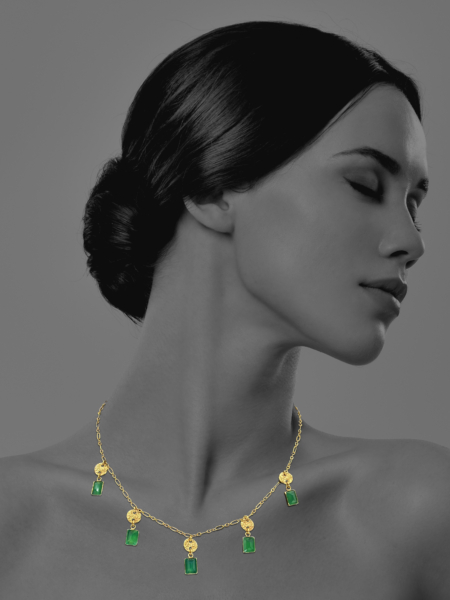 Coins Amalia vermeil green onyx grand necklace