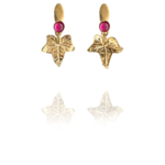 leaves earrings ruby vermeil G