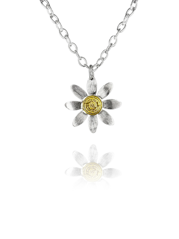 one flower coin necklace silver vermeil