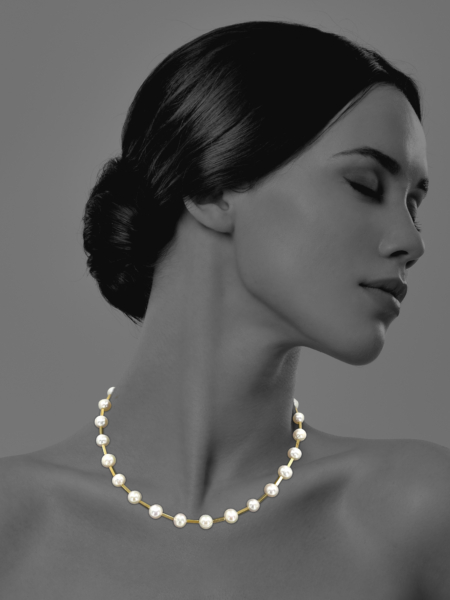 White Stars pearl and pyrite necklace