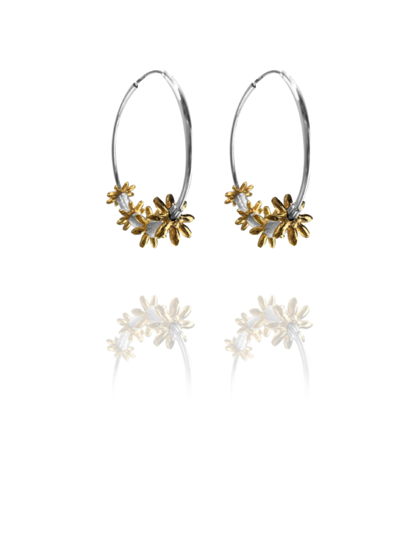 persian rosette hoop earrings silver vermeil