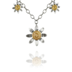 three flower coin necklace silver vermeil